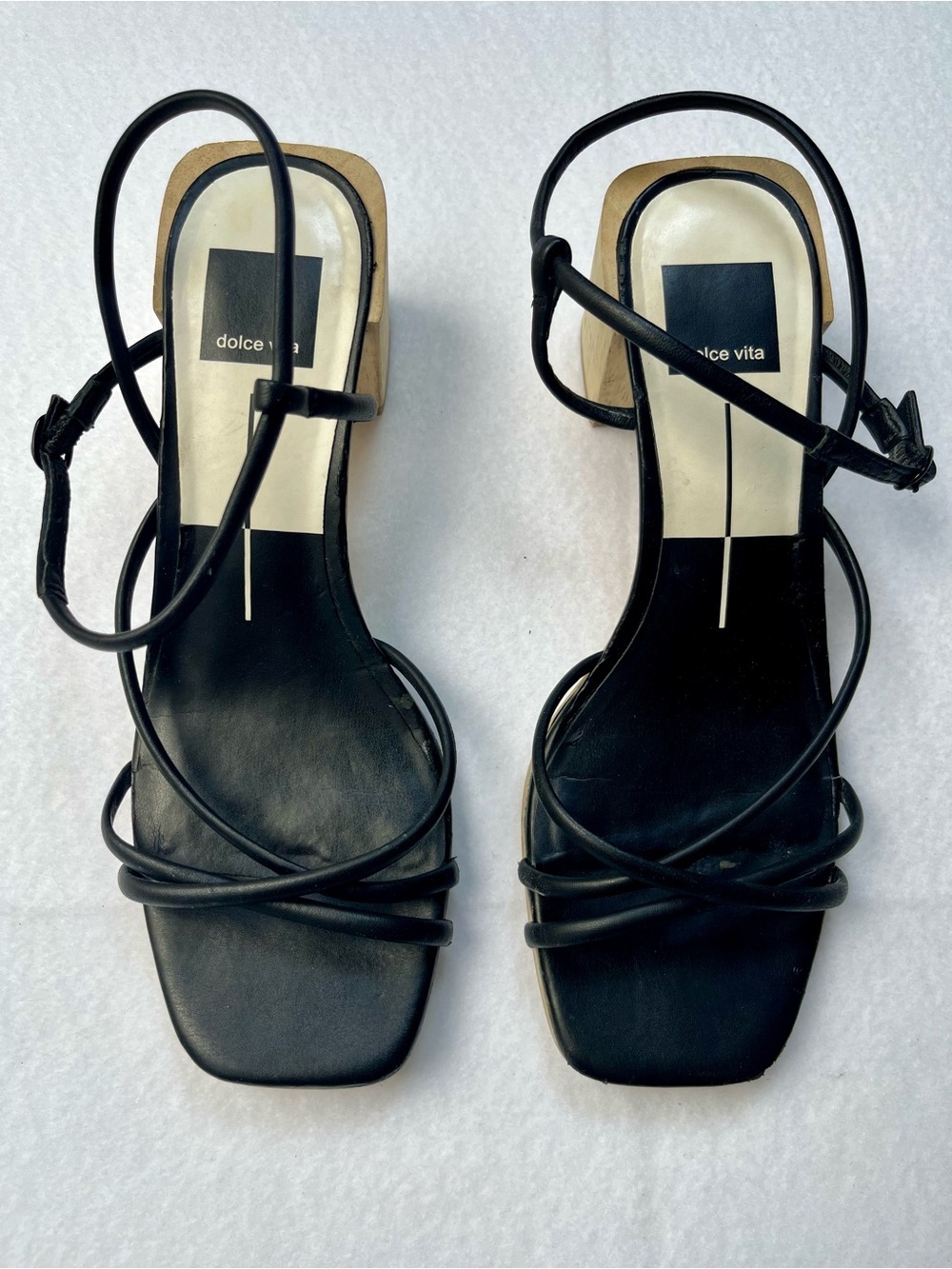 Dolce Vita Leather Zayla Wooden Block Heel Strappy Sandals size 8 - Picture 6 of 16